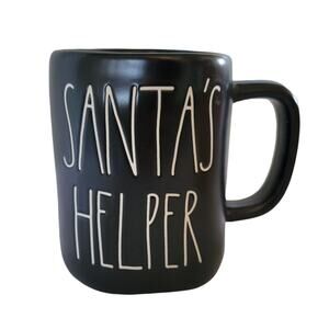 Rae Dunn Santa’s Helper Black Ceramic Coffee Tea Mug Holiday Christmas